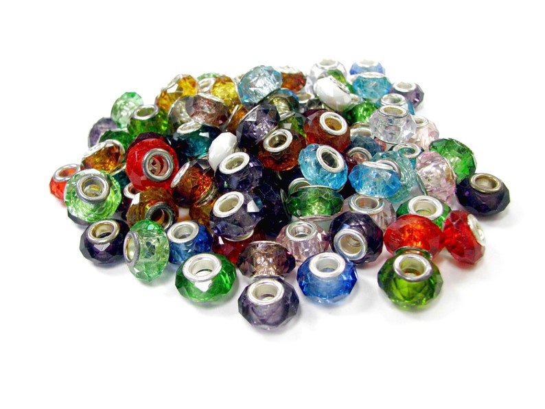 Big Hole Faceted Glass Beads Bulk for Bracelet Necklace Making Etsy