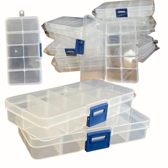 Plastic Bead Storage Box, Pills Vitamins Craft Jewelry Clear Organizer Containers, Gift for Beader,  5x2.5x1 In, Pack of 12