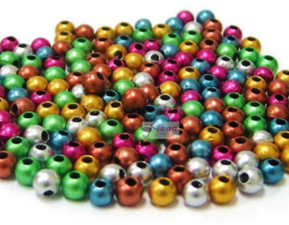 Plastic Beads Bulk Beads for Jewelry Making 4mm Metallic Plastic