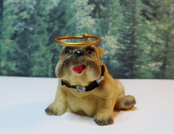 Miniature Dog - Guardian Angel Dog  - British Bulldog Miniature - Ornament for Dog Lover and Dollhouse Pet Lover - 4 pcs
