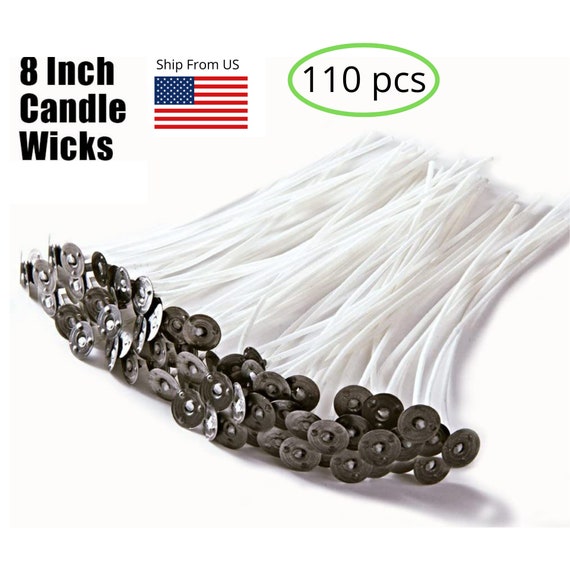 Candle Wicks Bulk - Paraffin Wax Candle Making Low Smoke - Wicks For Beeswax - Centering Device Included - DIY Candle Making Supplies 8 Inch