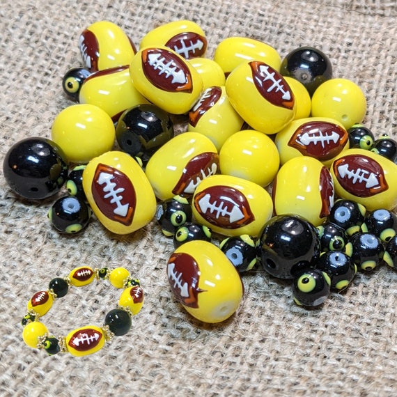 Glass Beads Bulk for Bracelet Jewelry Making, Purple Yellow Honey Bee  Hornets Bumblebee Beads, DIY Craft Supplies, Gift for Beader 140 Pcs 