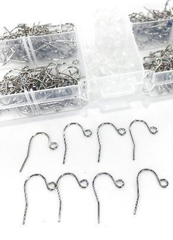 Earring Making Kit Supplies Set  - Silver Earring Repair Kits With Earring Hooks, Earring Stoppers For Making And Repairing Earrings 200 Pcs