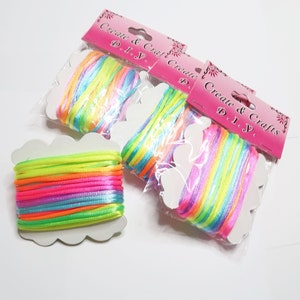 Rattail Cord 2mm, Satin Cord For Jewelry Making, Preschool DIY Craft Supplies, Sewing Braiding Beading Scrapbooking Thread, 8 yards, 4 pcs