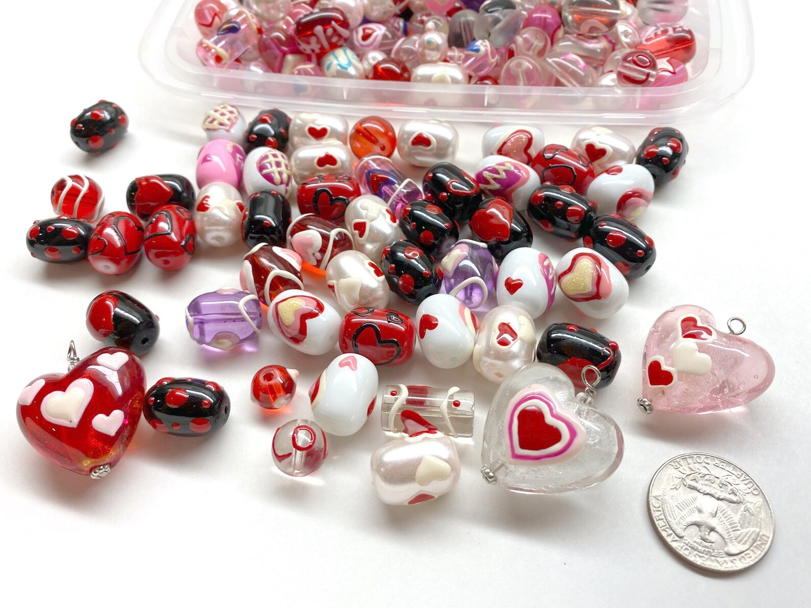Hearts Beads For Jewelry Making Glass Beads Bulk For Etsy
