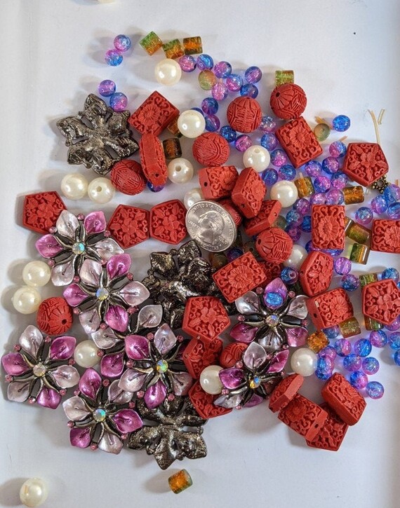 Cinnabar Beads Glass Beads Bulk Flower Slider Beads for 