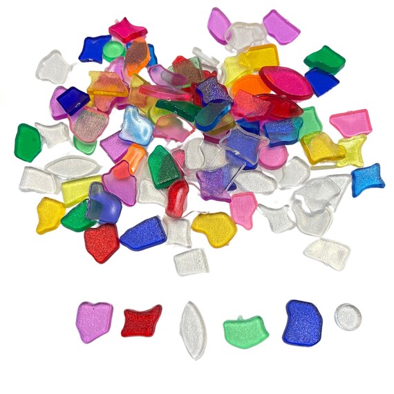 Mosaic Tile Beads, Assorted Color Shapes Acrylic Flatback Cabochon Gift for Kids, Mosaic Embellishments DIY Craft Preschool Supplies 800 Pcs