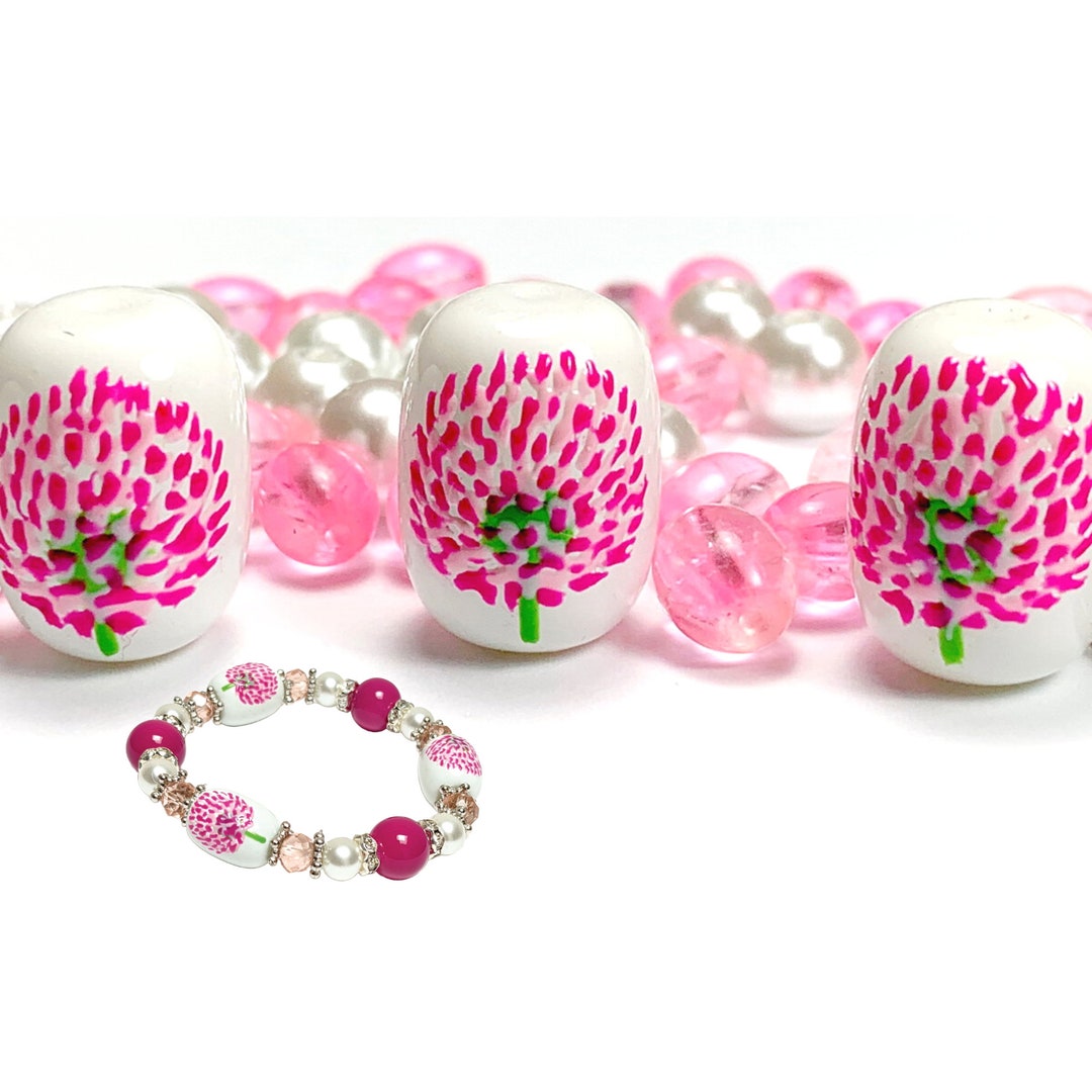 Glass Beads Bulk for Bracelet Making, Vermont State Flower Red Clover ...