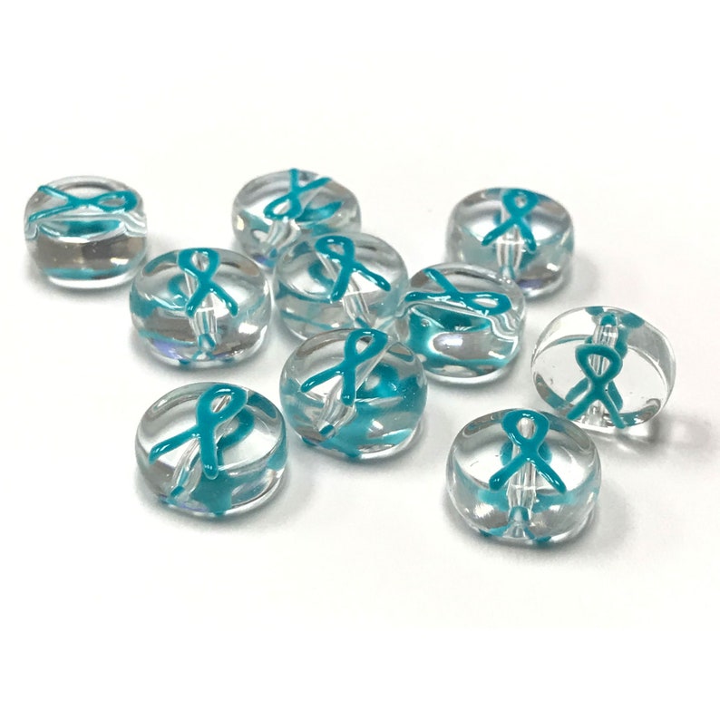 Ribbon Beads Cancer Awareness Glass Beads For Jewelry Making Etsy