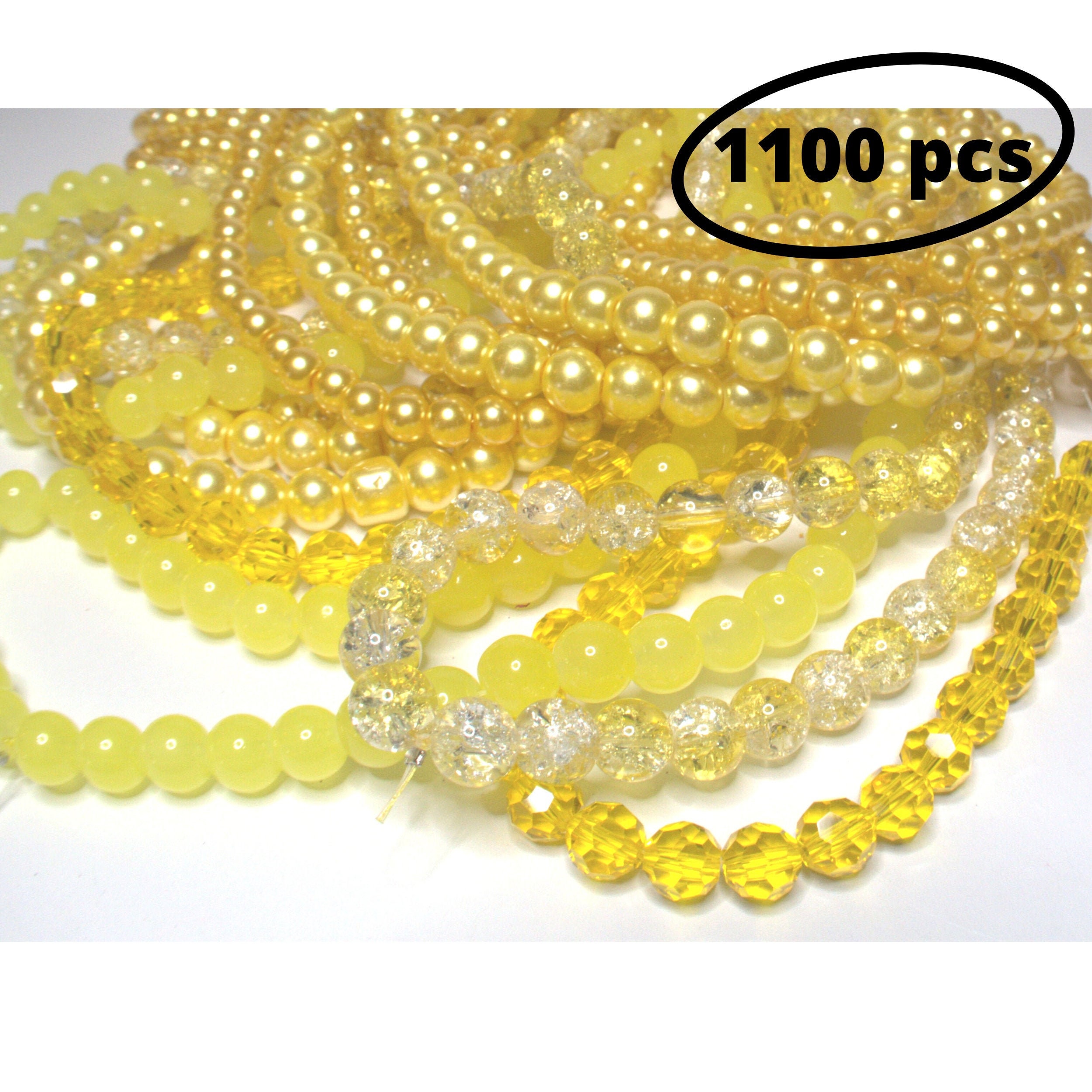 Bulk Beads for Jewelry Making 1 lb Mix Glass Beads Mix shape YELLOW 300 pcs