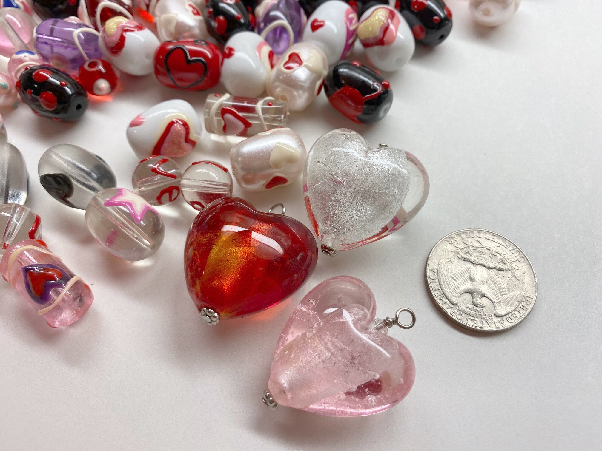 Hearts Beads For Jewelry Making Glass Beads Bulk For Etsy