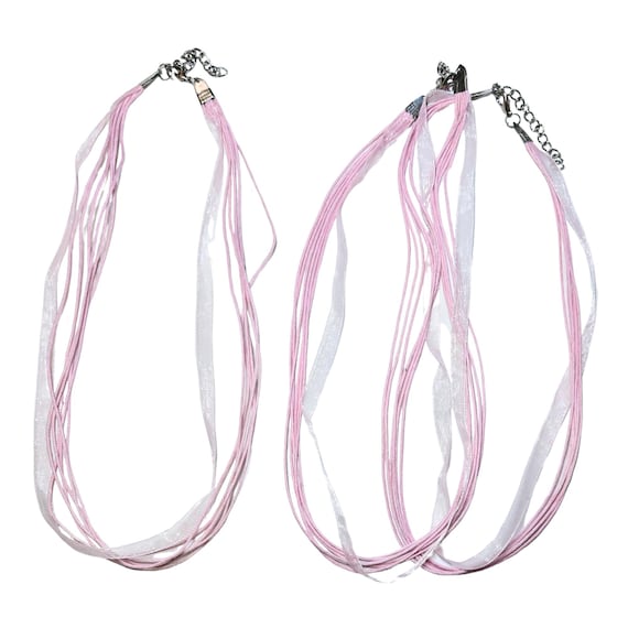 Cord Necklaces Bulk, Sheer Ribbon Necklace Cords for Pendants Jewelry Making, Gift for Beader, 18 inch, 4 Selections, Pack Of 6 pcs
