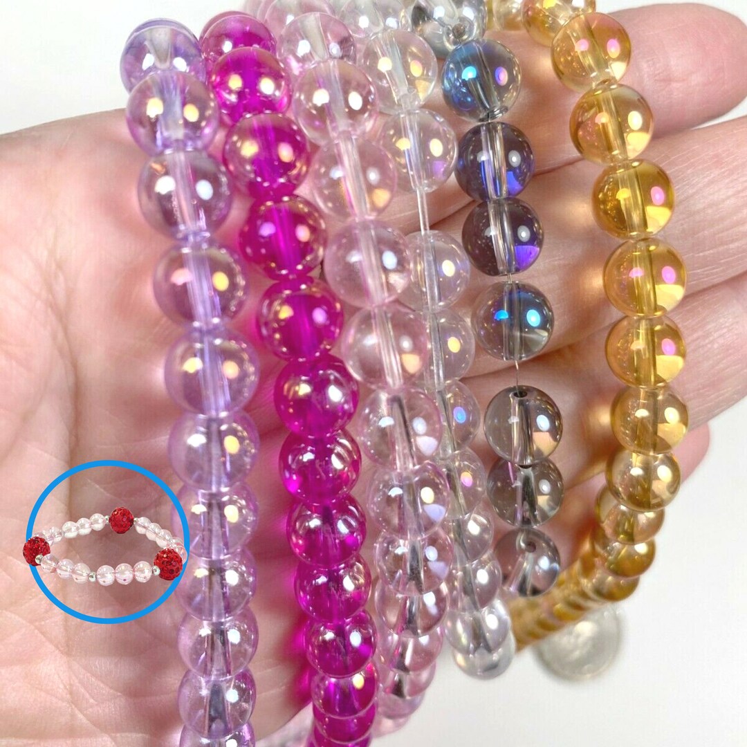 Aura Beads, Rainbow Mermaid Glass Beads Bulk for Jewelry Making, DIY