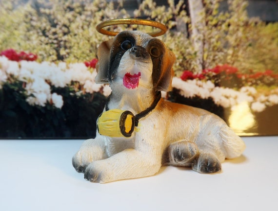 Miniature Dog - Guardian Angel Dog  - Saint Bernard Carries Brandy Barrel for Dog Lover and Dollhouse Pet Lover - 4 pcs