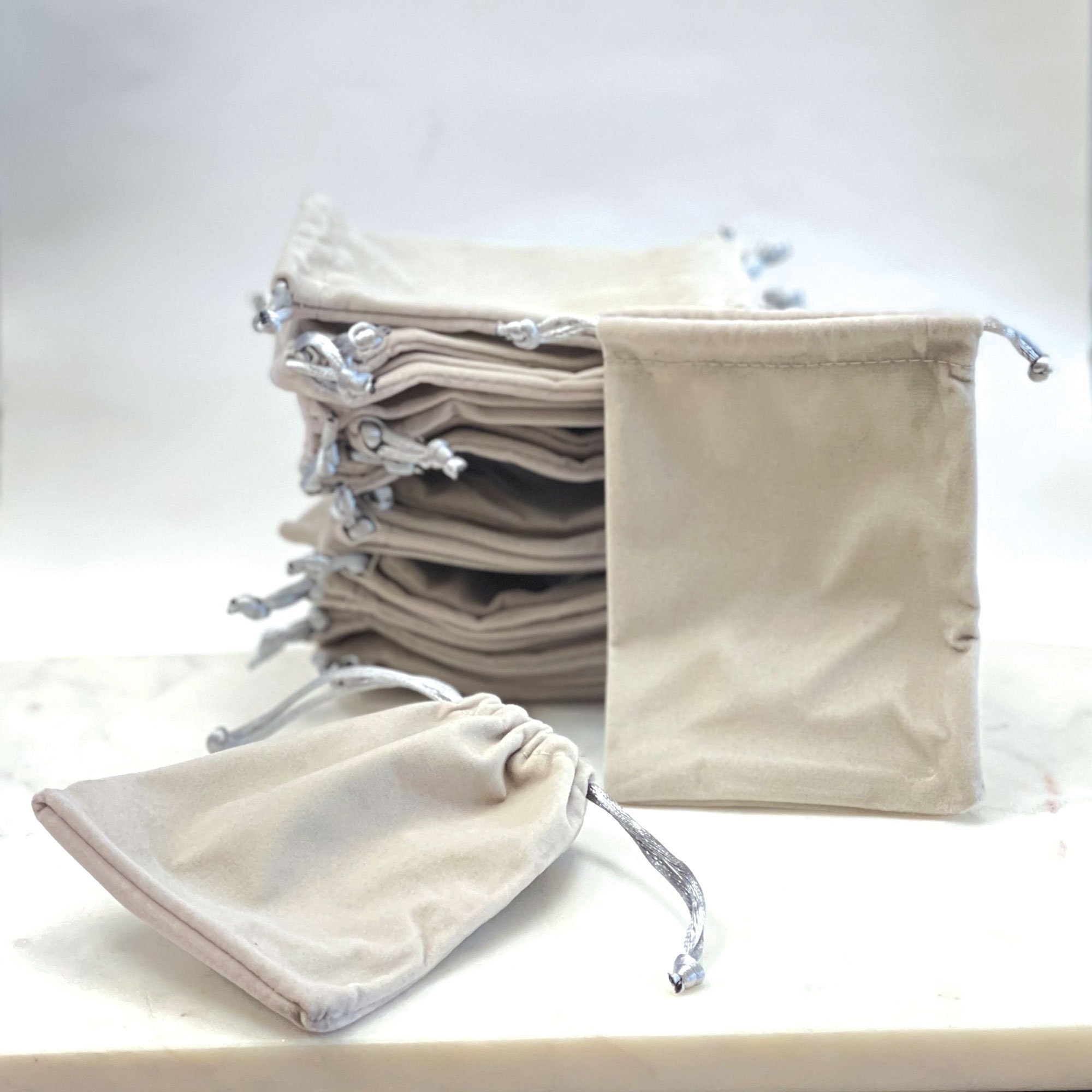 Gray Velour Jewelry Bags | Quantity: 25 | Width: 4 inch by Paper Mart