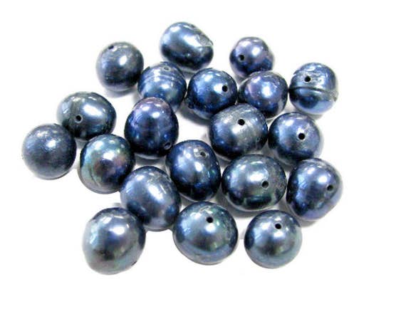 Natural Freshwater Pearls Beads For Bracelets Making, Blue Ivory Pearl Beads Craft DIY Jewelry Supplies, Gift For Beader, 8-10mm, 20 pcs