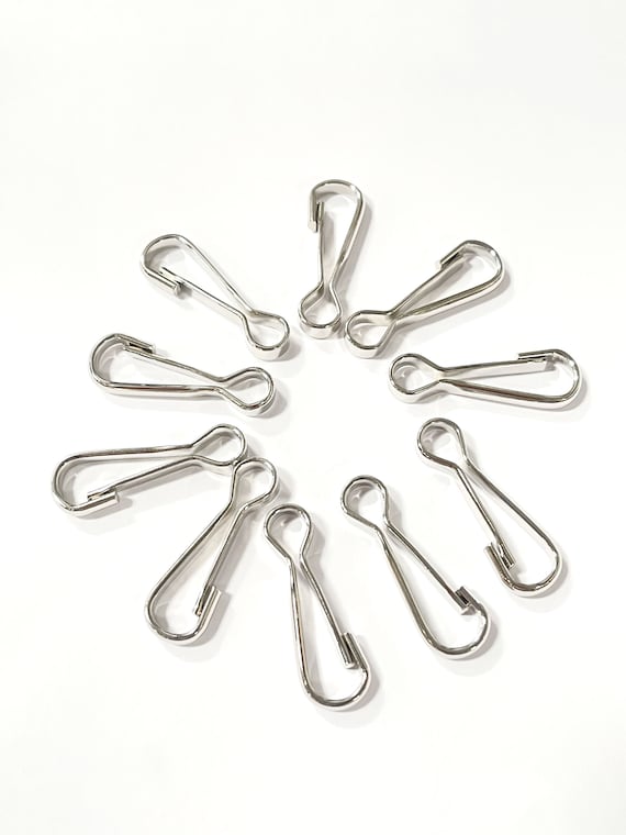 Lanyard Hooks, Silver Self-Closing Clasps Hooks Lot Bulk For Keychain Keyring, Jewelry Making DIY Craft Supplies, Gift For Beader, 10 PCS