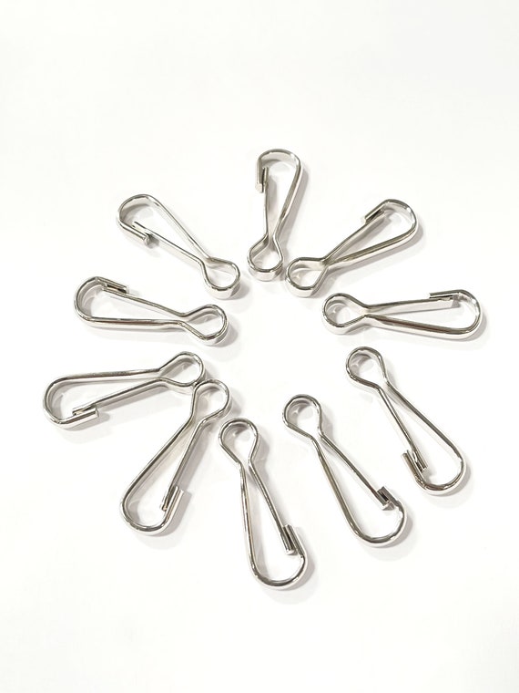 Lanyard Hooks, Silver Self-Closing Clasps Hooks Lot Bulk For Keychain Keyring, Jewelry Making DIY Craft Supplies, Gift For Beader, 10 PCS