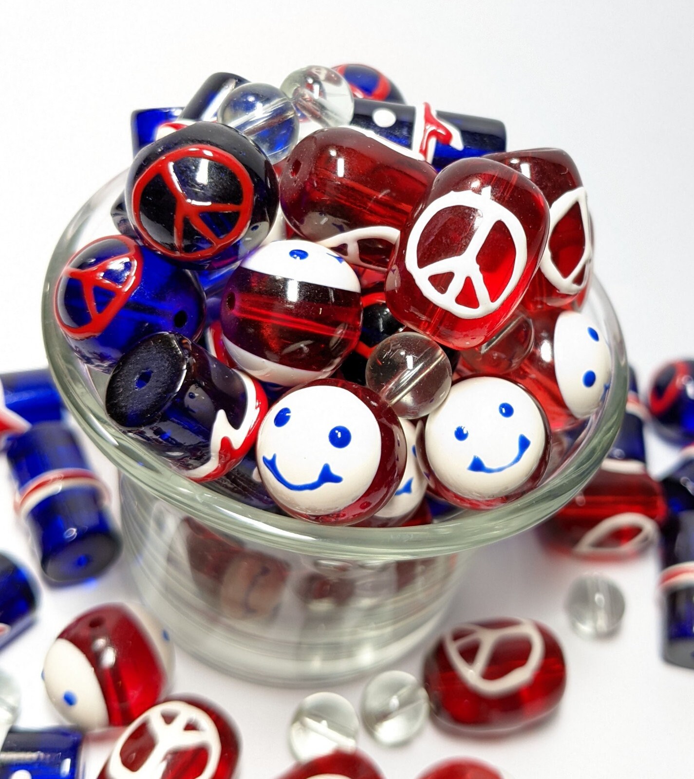 Glass Beads Bulk for Bracelet Making USA Patriotic America 