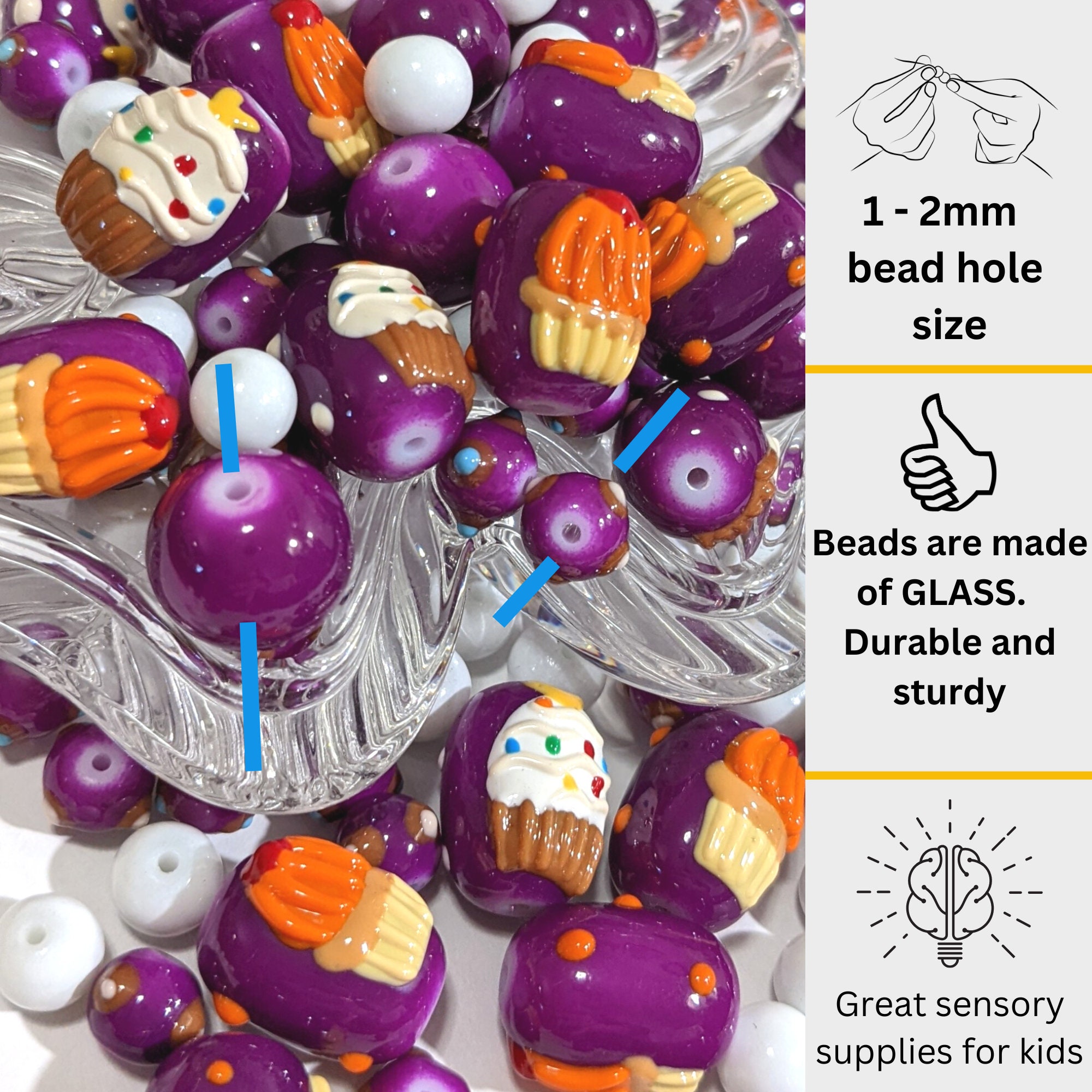Sweet Desert Beads Glass Beads Bulk Lot Ice Cream Cupcake Fruit Beads Mix 3  LB