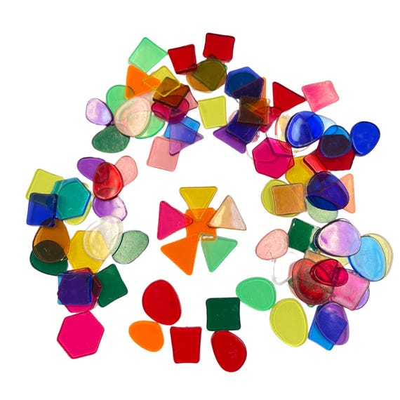 Mosaic Tile Beads Supplies, Assorted Colors Shapes Acrylic Flatback Cabochons Gift For Kids, Mosaic Embellishments DIY Craft, 150pcs