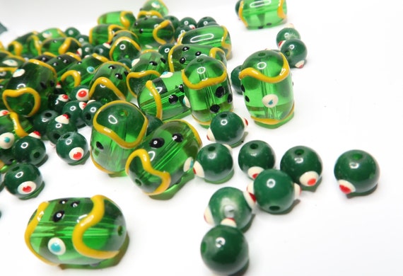 Glass Beads For Bracelet Jewelry Making, Green Irish St Patrick Glass Beads Bulk, DIY Craft Supplies Finding, Gift For Beader, 140 pcs