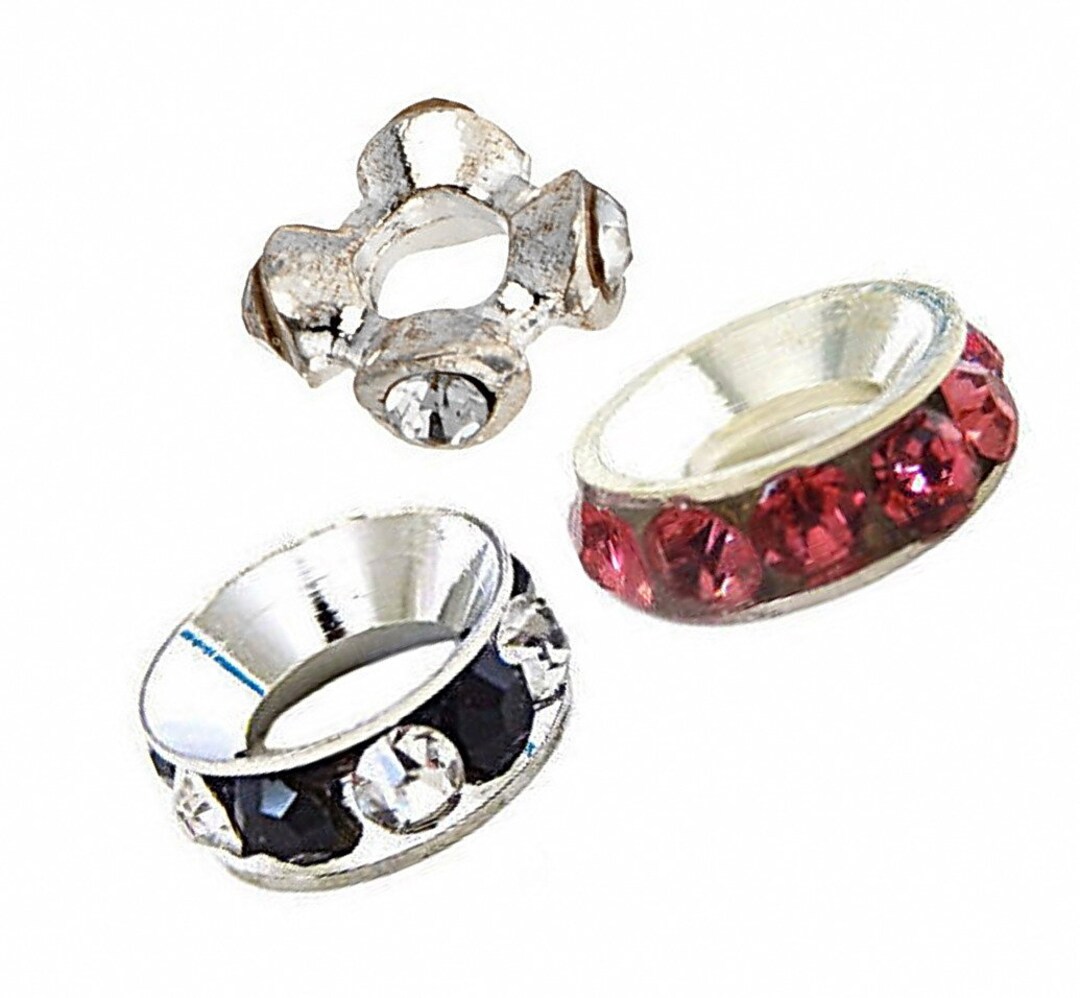 Spacer Beads for Jewelry Making 10mm Silver Black Red Etsy