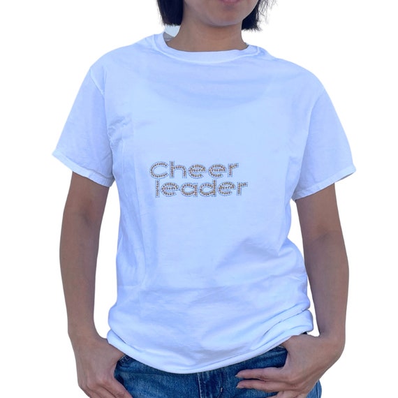Cheer leader Hotfix Rhinestones Heat Transfer Iron on, Silver Gold Cheer Leader Crystal Studs, Gift For Cheer Leader Mom, Girls, 5 Pcs
