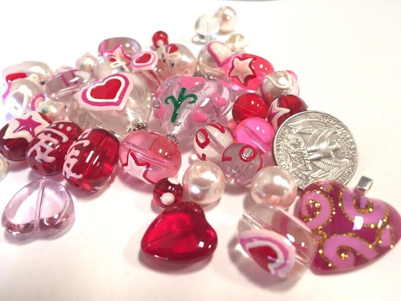 Hearts Beads Glass Loose Beads Bulk Glass Heart Star Love Etsy