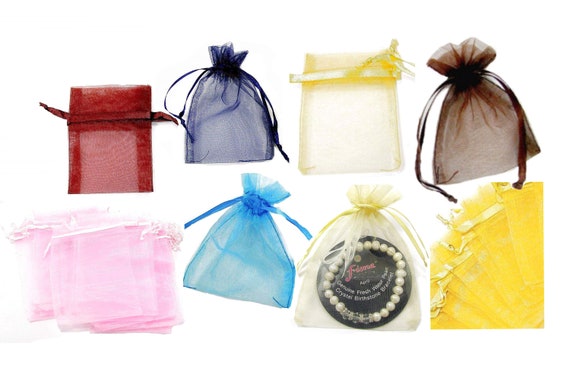 Drawstring Sheer Ribbon Organza Bag Gift Pouch, Bag For Wedding Party Favors, 3x4 inches, 25 pcs pack, 7 Colors Selections