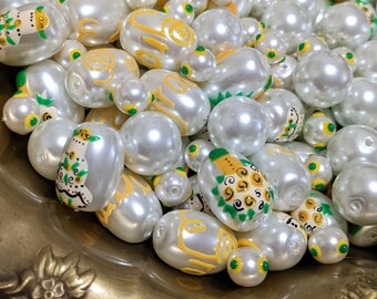 Mix Lot Glass Beads Bulk For Bracelet Jewelry Making -  Wedding cake Bouquet Groom Dot Beads Mixed- Pearl  Beads Assorted 140 pcs