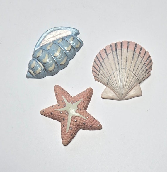 Flat Back Ceramic Cabochons, Seashell Starfish Shell Embellishments, Craft DIY Fridge Magnets Supplies, 3 Selections, Pack of 20 pcs