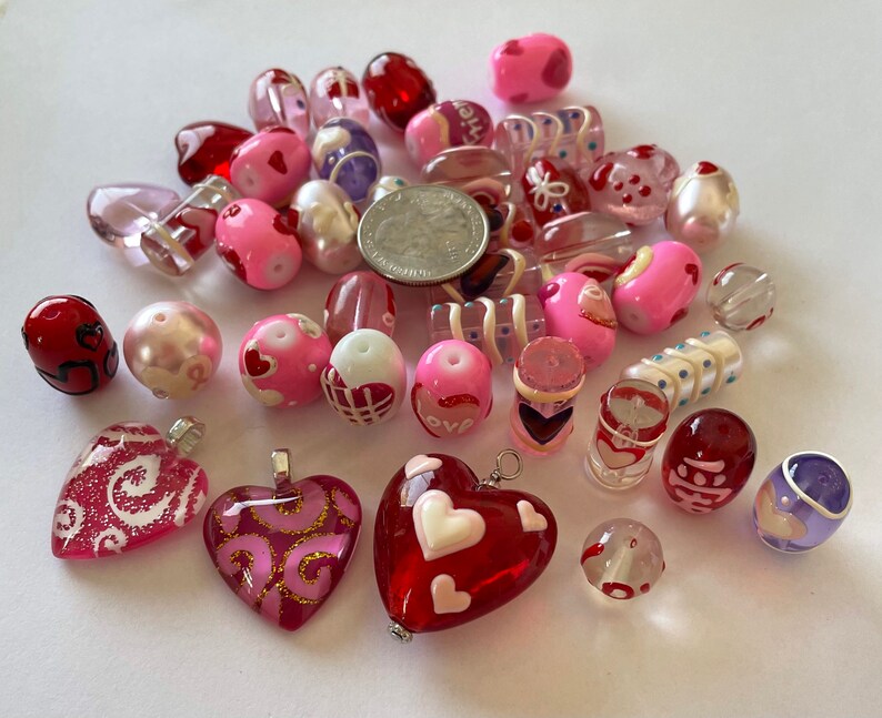 Hearts Beads for Bracelet Glass Beads Bulk for Necklace Etsy