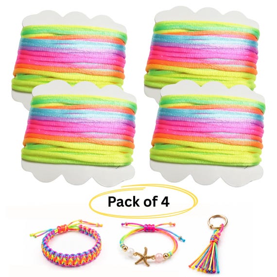 Rattail Satin Cord for Jewelry Making, Preschool DIY Craft Supplies, Sewing Braiding Beading Scrapbooking Thread, 2mm x 8 yards, 4 Pcs