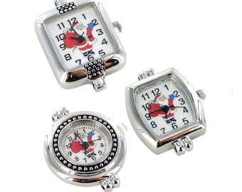Christmas Watches For Watch Making - Silver Watch Faces For Jewelry Making - Santa Claus Watch Piece Gift For Beader - 3 Selections - 1 pc