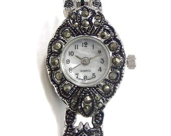 Watch Face For Bracelet Jewelry Craft Making, Antiques Silver Victoria Time Piece For Interchangeable Bands, DIY Watch Supplies, 1 pc