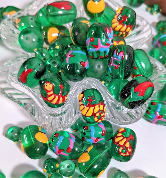 Glass Beads Bulk for Bracelet Jewelry Making, Sombrero Chili Piñatas Cinco  De Mayo Fiesta Dia De Los Muertos Beads, Gift for Beader, 140 Pcs 