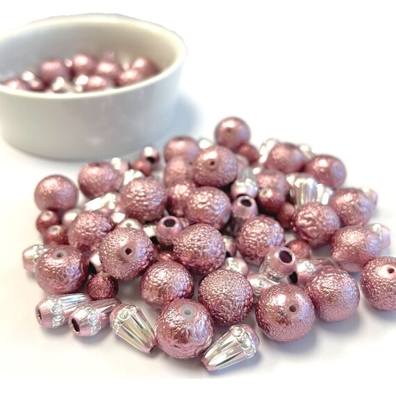 Aluminum Beads, Pink Drop Round Beads for Bracelets Necklace