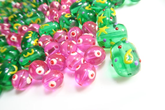 Mix Lot Glass Beads For Bracelet Jewelry Making - Glass Beads Bulk - DIY Dainty Beading Purple  Round Green Oval Bead Finding 120pcs