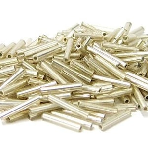 Glass Bugles for Bracelet Necklaces Earrings Making - Silver Bugles -  DIY Craft Supplies Gift For Beader Jewelry Maker 10mm - 0.5 lb
