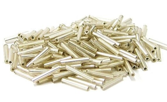 Glass Bugles for Bracelet Necklaces Earrings Making - Silver Bugles -  DIY Craft Supplies Gift For Beader Jewelry Maker 10mm - 0.5 lb