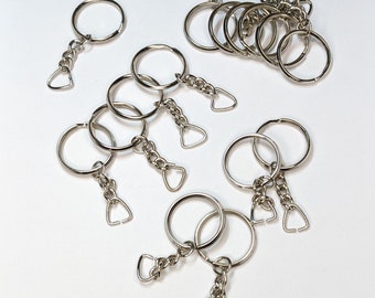 DIY Keychain Keyrings, Silver Keychain for Crafts Making Supplies