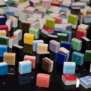 Mosaic Tiles Bulk for Crafts, Miniature Square Ceramic Tiles Embellishment, Gift for Dollhouse Makers, Assorted Colors, 9.5x9.5mm, 300 Pcs