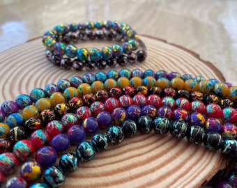 Glass Beads For Bracelet Making, Mix Color Round 8mm Spacer Bead Finding, Craft Preschool DIY Jewelry Supplies, Gift For Beader, 300 pcs