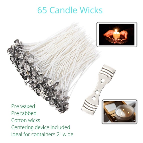 Candle Wick For Candle Making, Low Smoke 6" Pre-Waxed 100% Natural Cotton Core Centering Device Included, DIY Craft Supplies For Summer Camp
