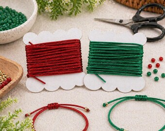 Elastic Cord for Bracelet Mask Making Supplies, Craft DIY Jewelry Supplies, 1mm Red Green Elastic Cords, 10 Yards, 3 Selections