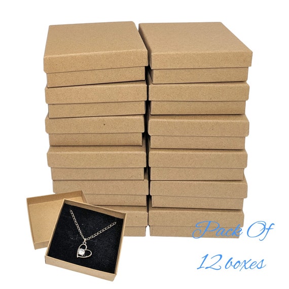 Kraft Boxes Lidded, Brown Gift Boxes, Packaging Gift Box, Jewelry Bracelet Earring Necklace Gift Box Brown Color, 3.5x3.5x1.35 Inch 12pcs