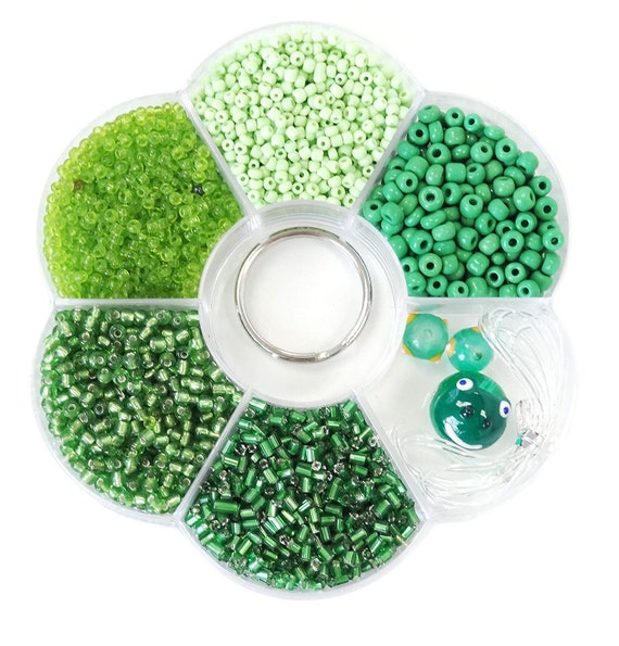 St. Patrick's Day Bead Kit For Bracelet Making, Craft DIY Jewelry Supplies, Irish Green Glass Beads Starter Kit Gift for Children Kids 1 pc