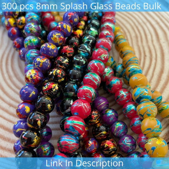 Glass Beads for Bracelet Jewelry Making, Glass Beads Bulk, Craft DIY  Beading Assorted Round 8mm Spacer Bead Finding, Gift for Beader 200 Pcs 