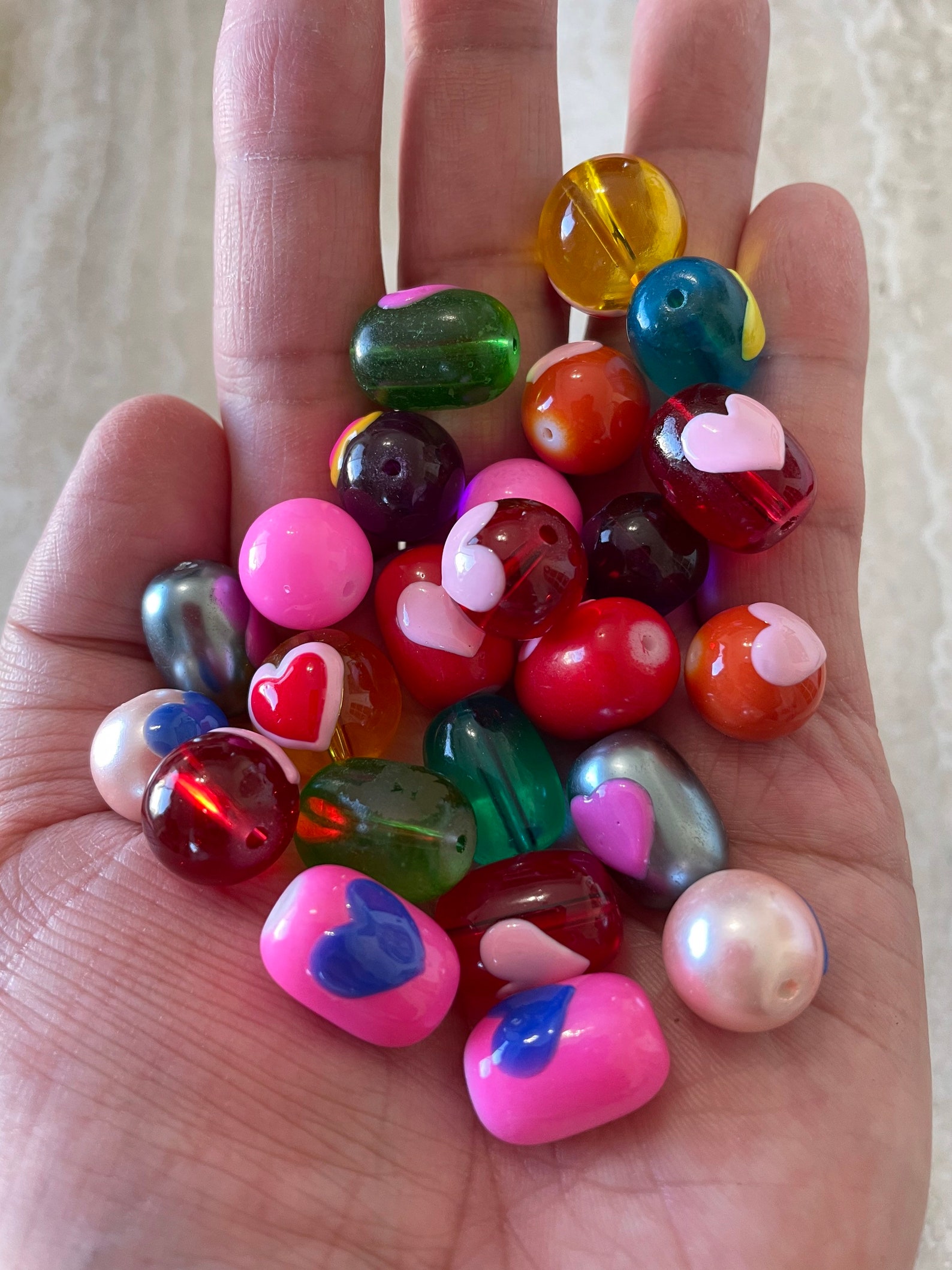 Hearts Beads for Bracelet Necklace Glass Beads Bulk Heart Etsy